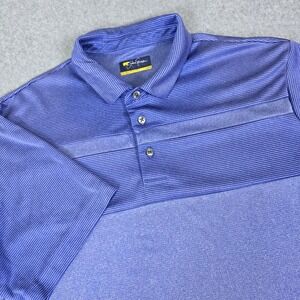 Jack Nicklaus Golf Polo Men's Size Large Blue Striped Short Sleeve‎ Golden Bear